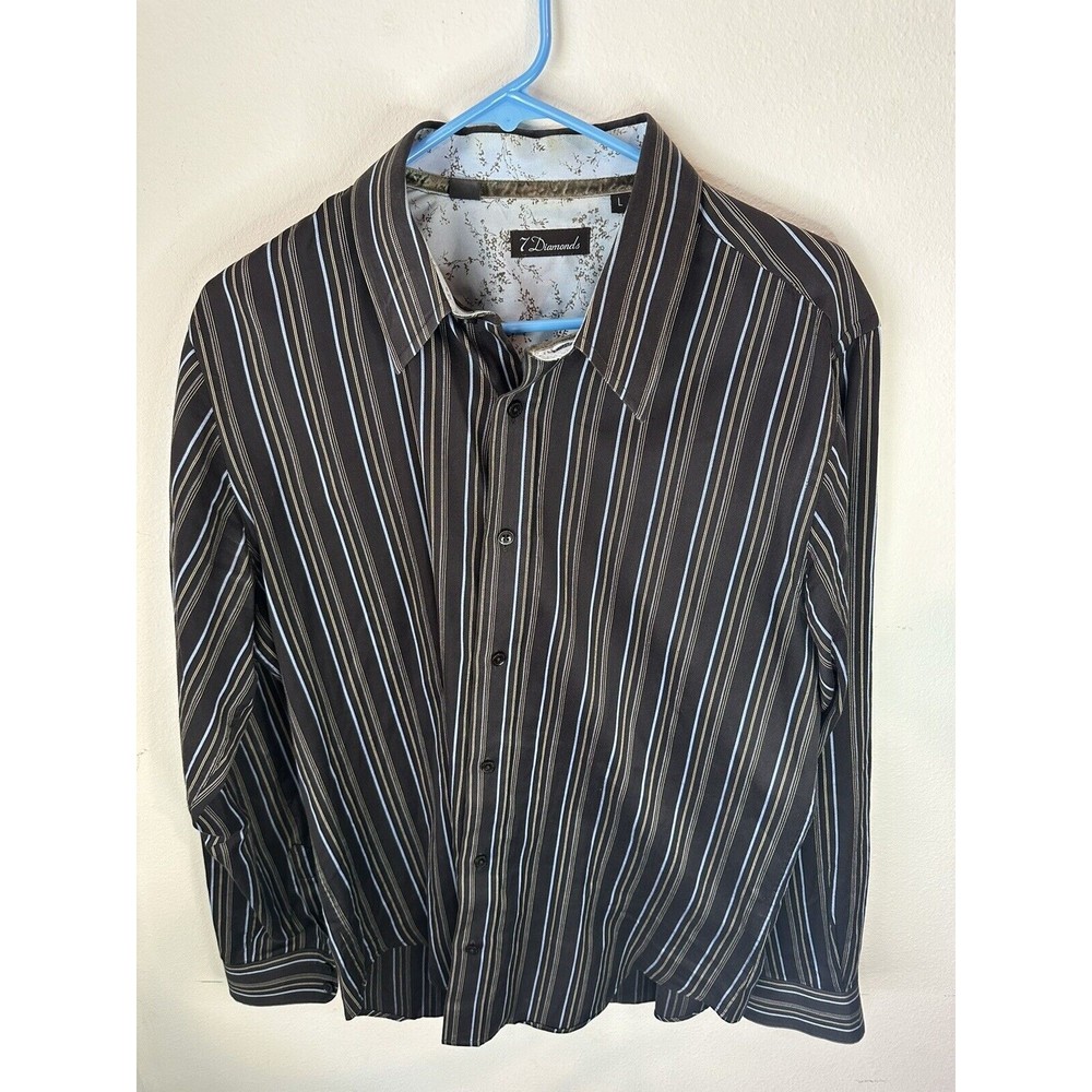 7 Diamonds mens shirt long sleeve large button up multicolor